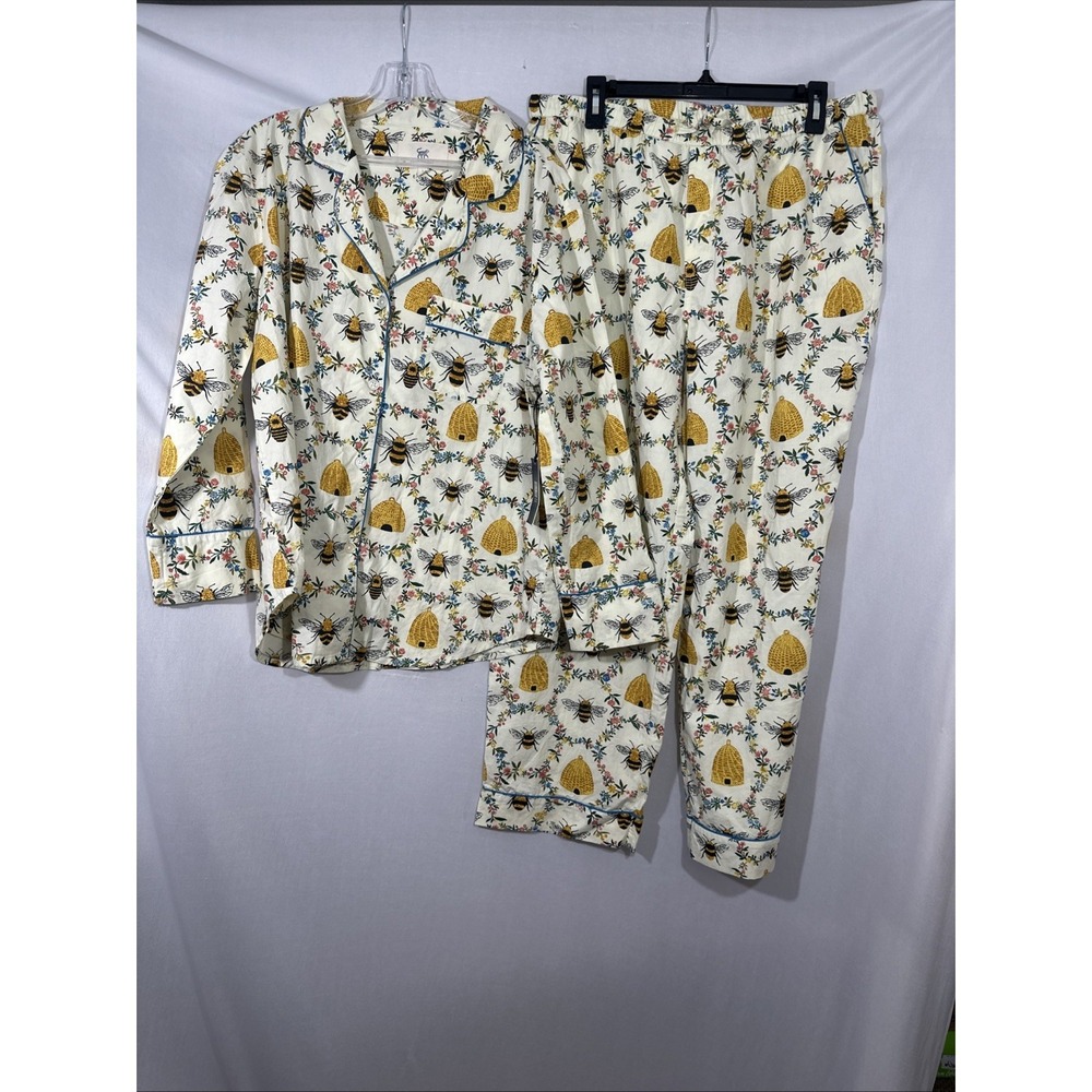 NWT $168 PRINTFRESH [ 4X ] 100% Organic Cotton Long PJ Set in Sweet Bee U1877 - Picture 4 of 11